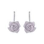 Flower CZ Crystal 18K Gold Pink Anti Tarnish Dangler Hoop Earring Bulk