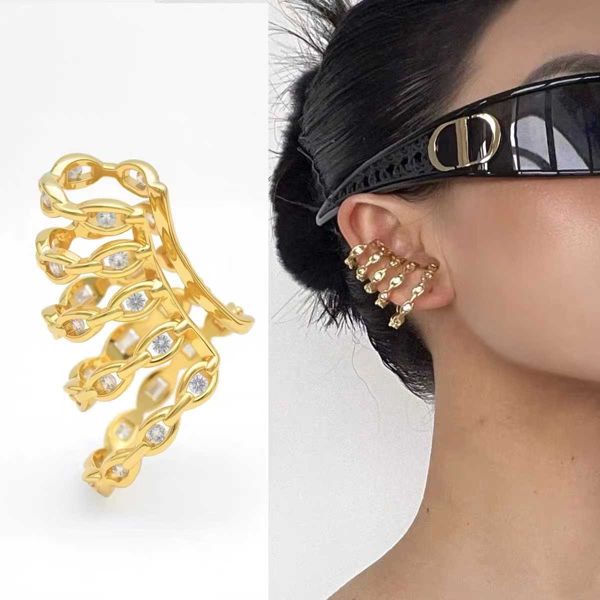 Spring Shape 18K Gold Cubic Zirconia Ear Cuff Earring For Women Bulk Main image