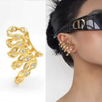 Spring Shape 18K Gold Cubic Zirconia Ear Cuff Earring For Women Bulk
