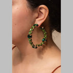 Square Rectangle Rhinestone Gold Silver Hoop Earring For Women