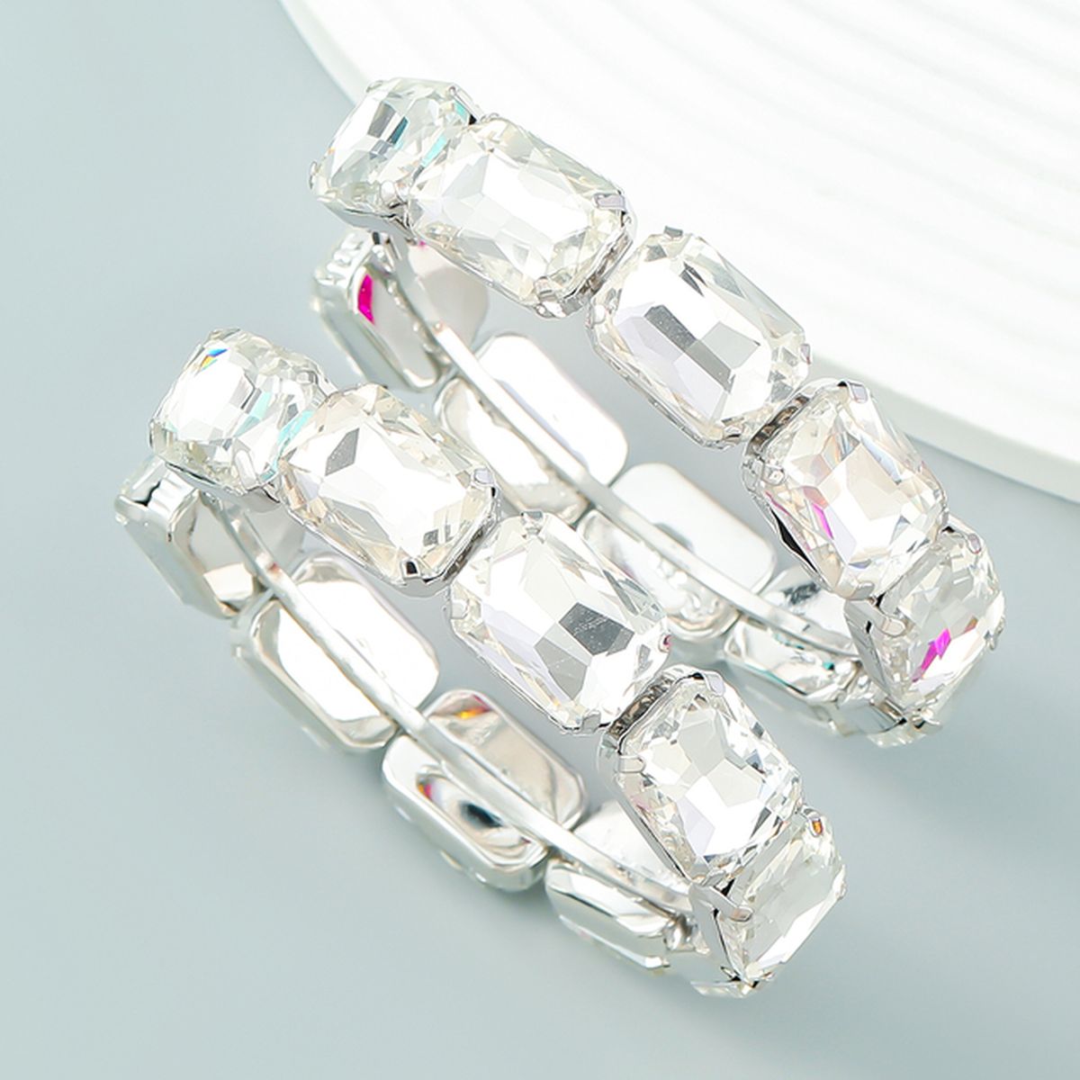 Gold Silver Pink Rhinestone Hoop Earring For Women Bulk