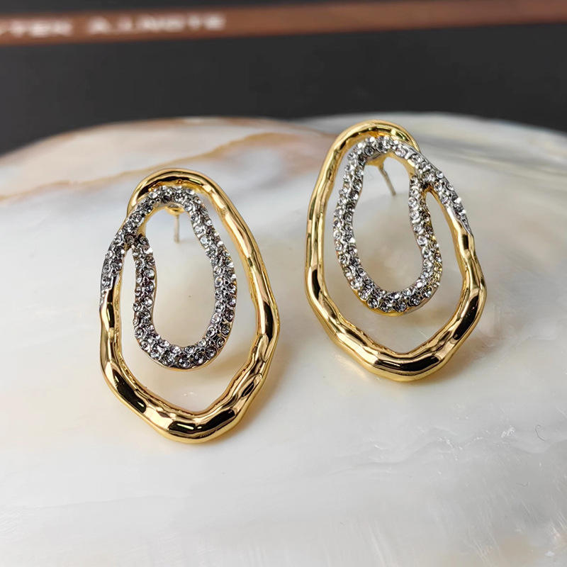 Two Tone 18K Gold Cubic Zirconia Anti Tarnish Dangler Earrings Bulk