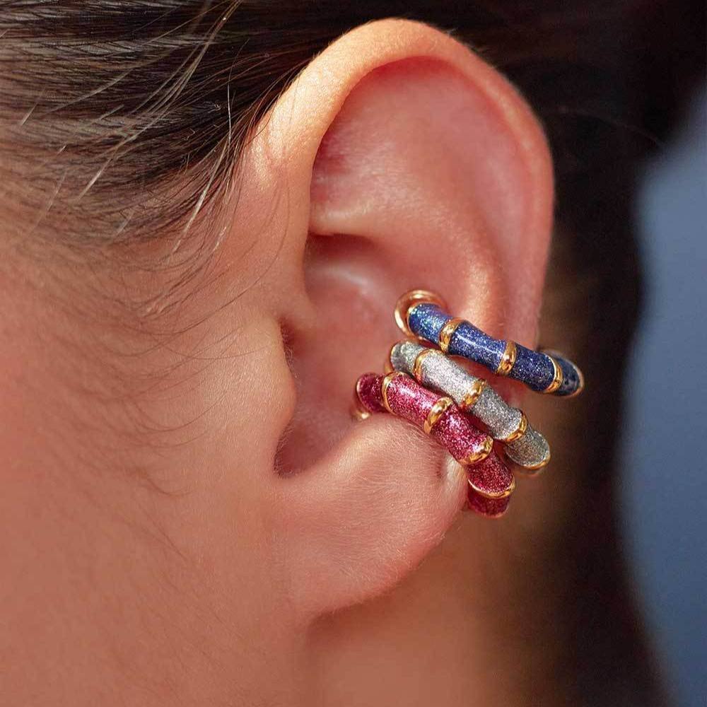 18K Gold Multicolour Enamel Stainless Steel Anti Tarnish Ear Cuff Pack Of 3 Earring For Women Secondary image