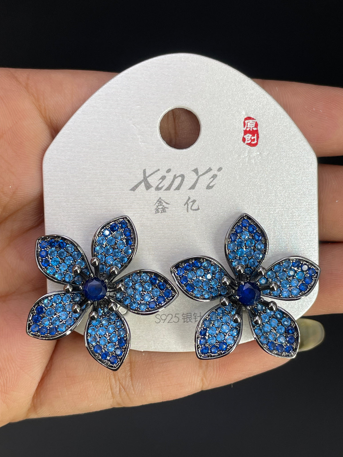 Multi Color Luxury Floral Gold Silver Cubic Zirconia Stud Earrings