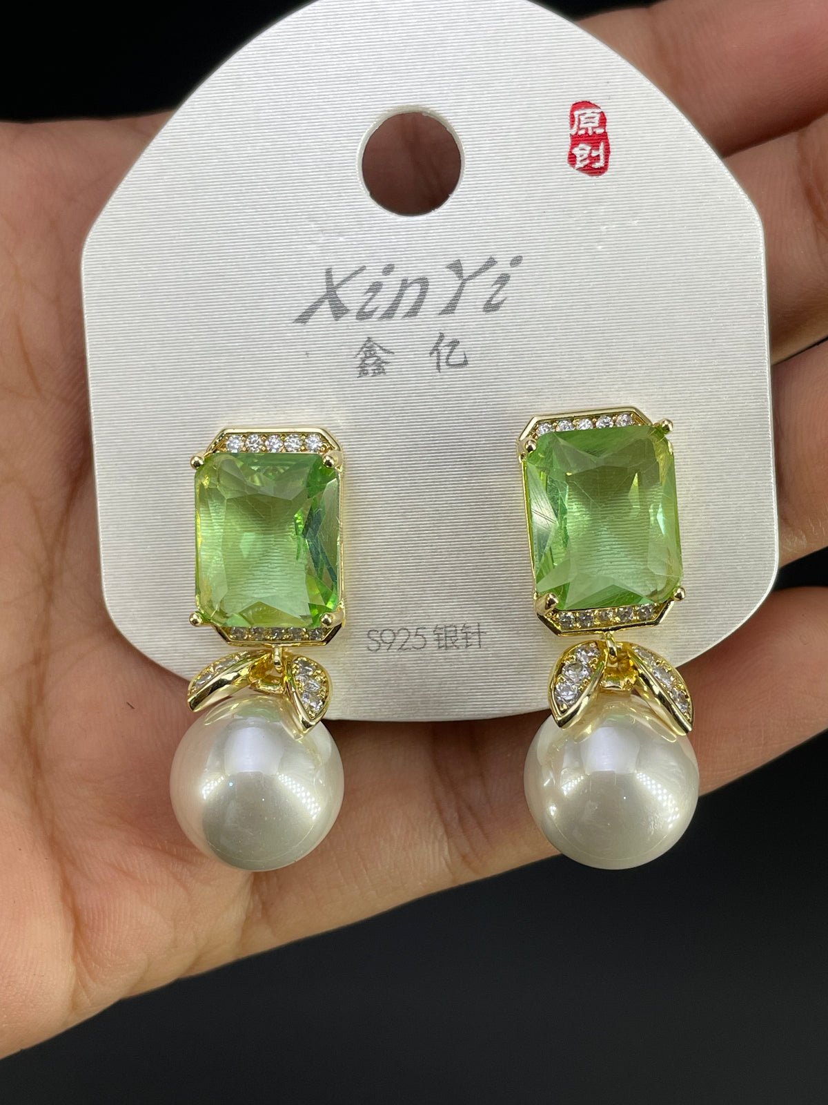 Multi Color Rectangle Gold Silver Cubic Zirconia Copper Drop Earrings Bulk