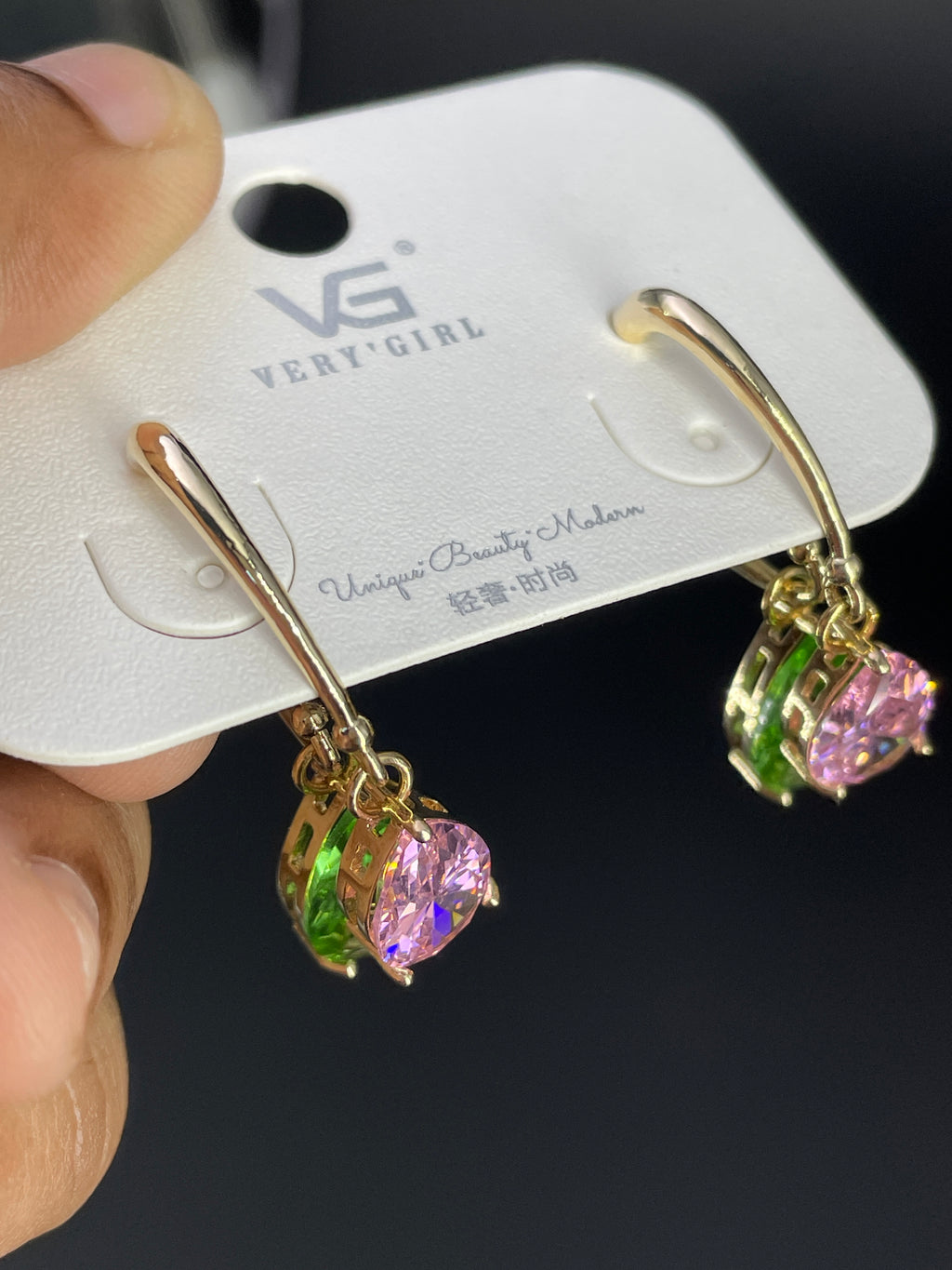 Multi Color Elegant Floral Gold Silver Cubic Zirconia Copper Dangler Bulk