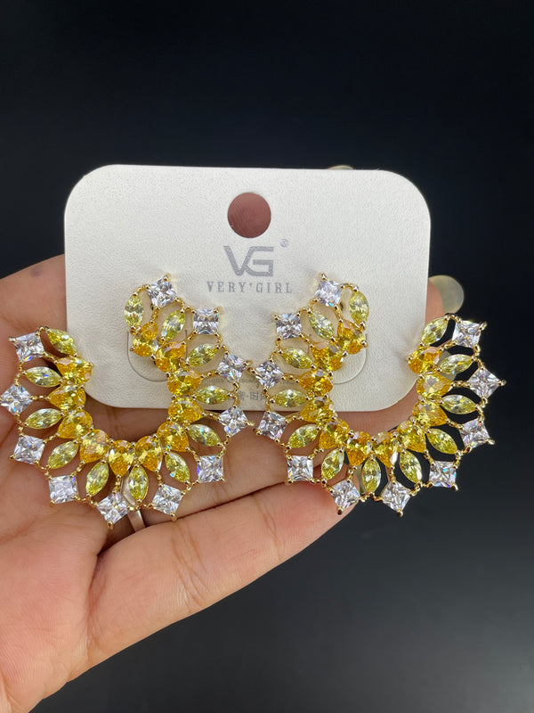 Multi Color Flower Gold Silver Cubic Zirconia Copper Drop Earrings Bulk Secondary image