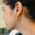 Oval Two Tone 18K Gold Anti Tarnish Hoop Bali Earring For Women Bulk