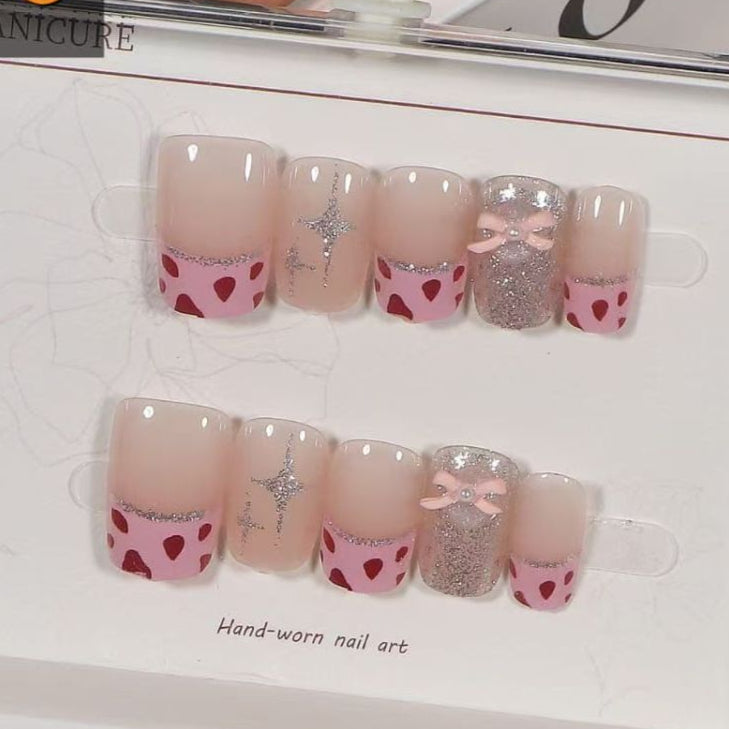 Flower Baby Pink Finger Nail Pack Of 10 For Women Bulk Main image