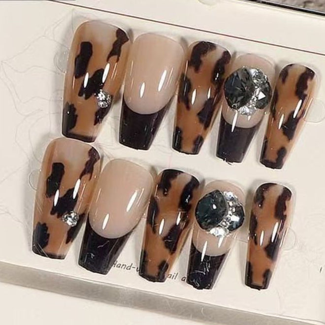 Studded Cubic Zirconia Multicolour Brown Finger Nail Pack Of 10 Bulk
