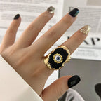 Evil Eye Multicolour Enamel 18K Gold Anti Tarnish Adjustable Ring Bulk