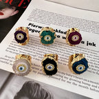 Evil Eye Multicolour Enamel 18K Gold Anti Tarnish Adjustable Ring Bulk