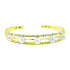 Super Light Weight Gold Pearl CZ Cuff Kada Bangle Bracelet Bulk