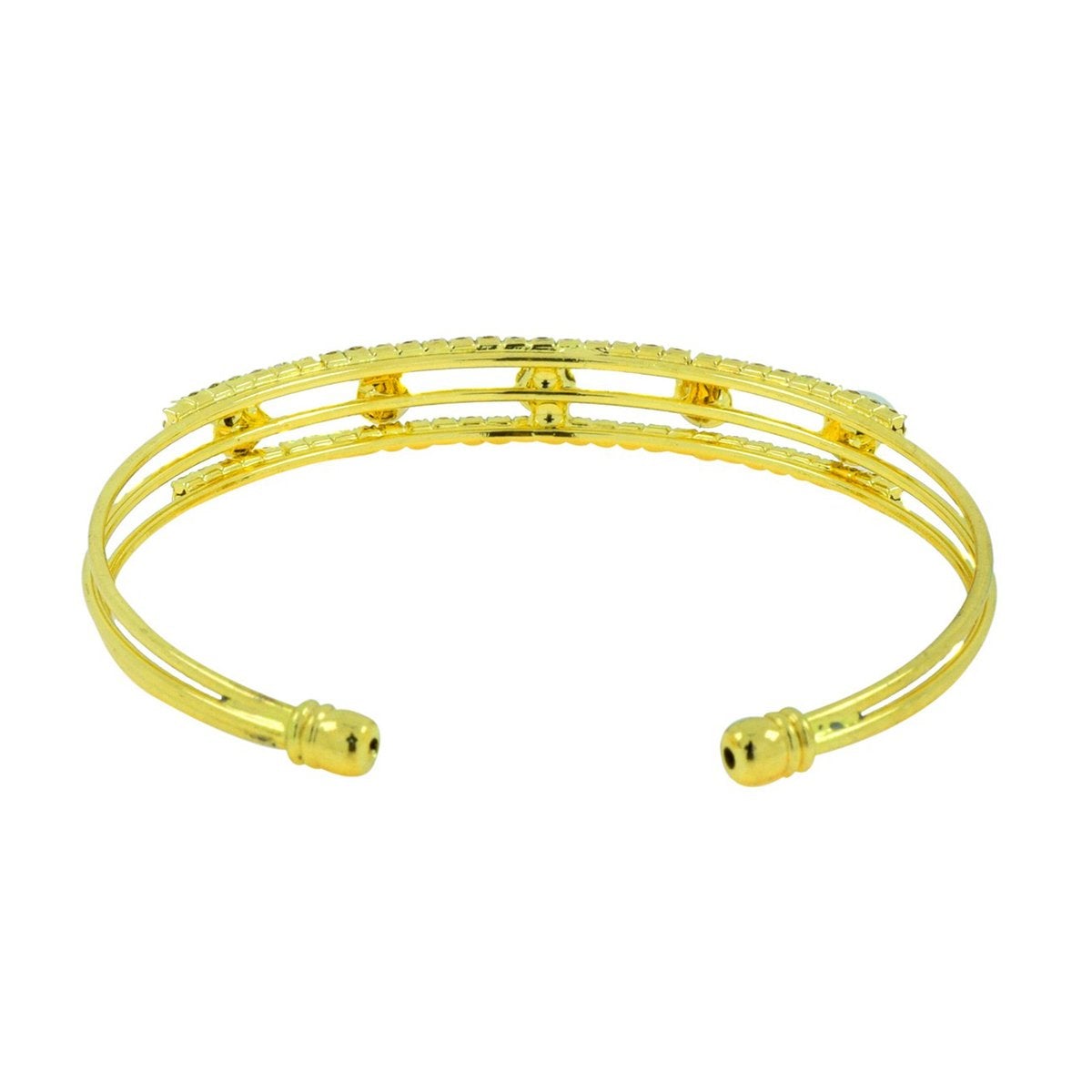 Super Light Weight Gold Pearl CZ Cuff Kada Bangle Bracelet Bulk
