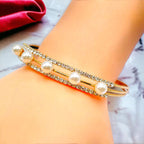 Super Light Weight Gold Pearl CZ Cuff Kada Bangle Bracelet Bulk