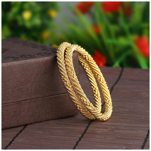 Twister 22K Gold Plated Slim Gold Bangle Pair Set Of 2 For Women Bulk Main image