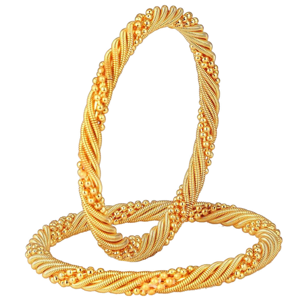 Twister 22K Gold Plated Slim Gold Bangle Pair Set Of 2 For Women Bulk