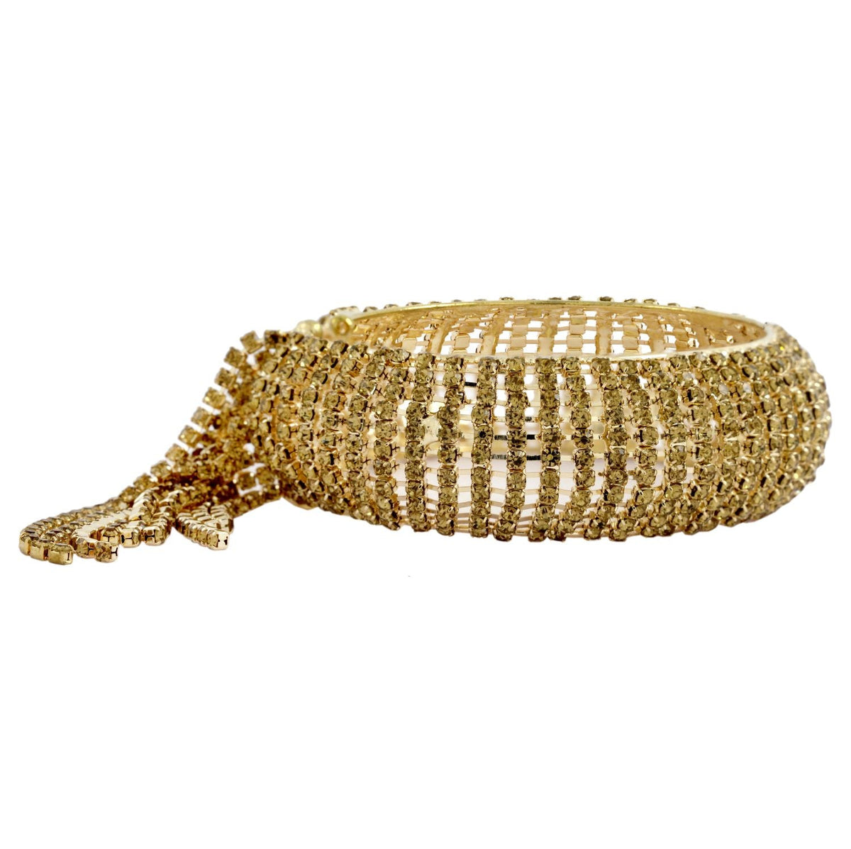Free Size Three Dimensional Champagne 14K Gold Kada Bracelet Bangle