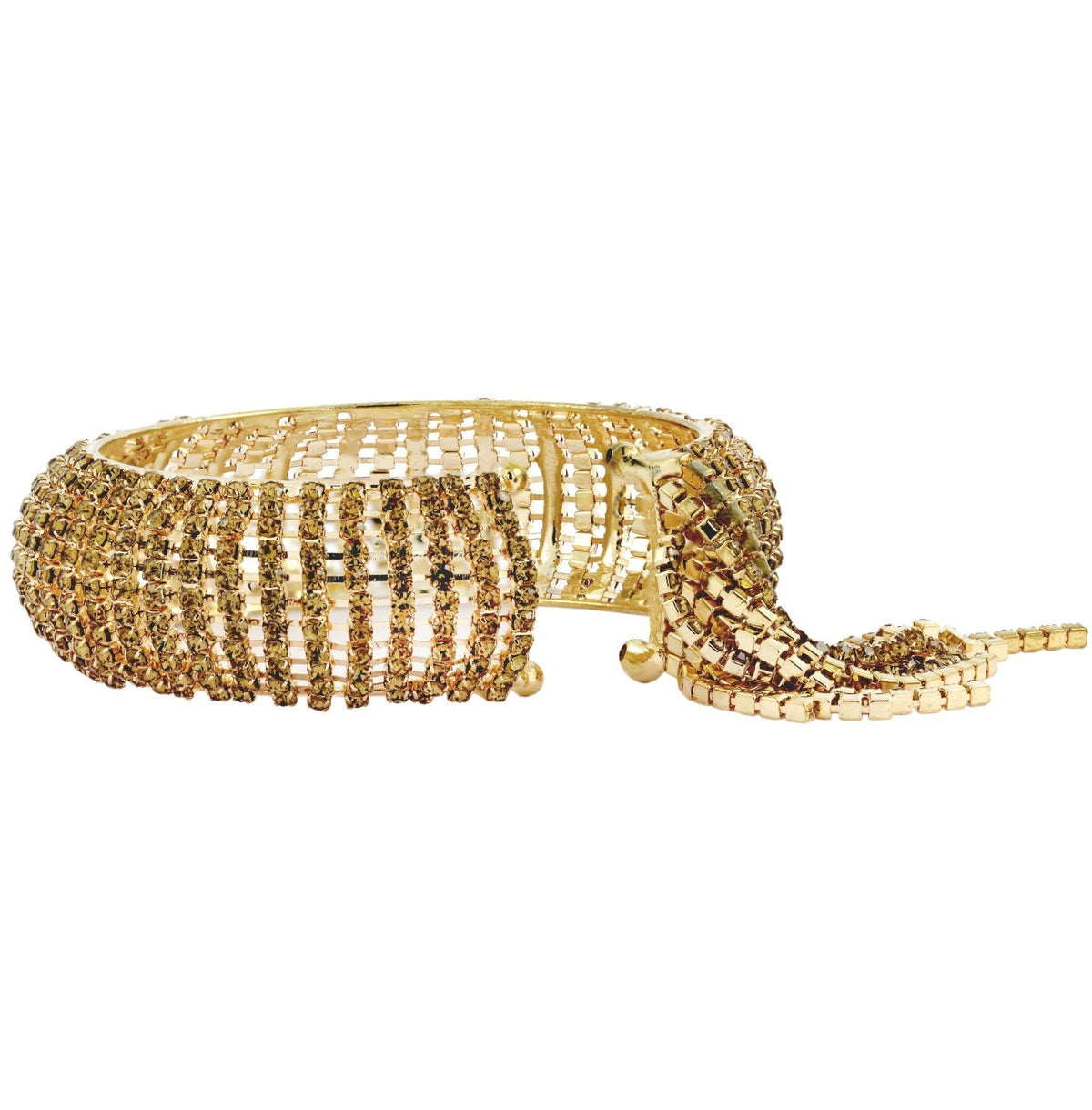 Free Size Three Dimensional Champagne 14K Gold Kada Bracelet Bangle
