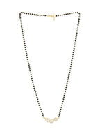Three Stone Black Beads Rose Silver Gold CZ Brass Mangalsutra Wholesale