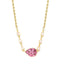 Pink Center Stone & Teardrop Rose Silver Gold CZ Brass Necklace Bulk