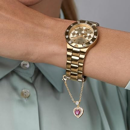 Luxury Heart Charm Rose Silver Plated Gold CZ Brass Watch Charm Bulk Secondary image