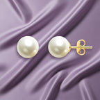 Elegant Round White Rose Silver Gold Pearl Brass Stud Earrings Bulk