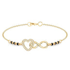 Infinity Heart Mangalsutra Style Rose Silver Gold CZ Brass Bracelet Bulk