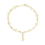 Minimal Star Link Rose Silver Gold CZ Anti Tarnish Brass Anklets Bulk
