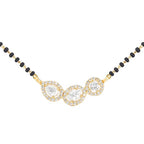 Three Stone Black Beads Rose Silver Gold CZ Brass Mangalsutra Wholesale