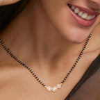 Three Stone Black Beads Rose Silver Gold CZ Brass Mangalsutra Wholesale
