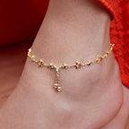 Minimal Star Link Rose Silver Gold CZ Anti Tarnish Brass Anklets Bulk