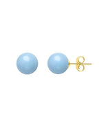 Elegant Round Blue Rose Silver Gold Pearl Brass Stud Earrings Wholesale