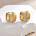 Gold Silver Geometric Cubic Zirconia Copper Stud Earrings For Women Bulk