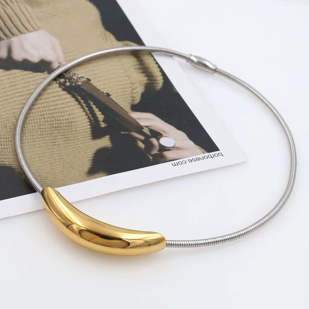 Gold Silver Stainless Steel Anti Tarnish Choker Hasli Necklace Bulk Main image