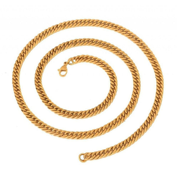 Stainless Steel Classic Gold Plated Slim Solid Curb Chain For Men 21" Main image