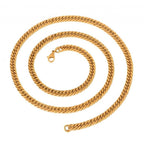 Stainless Steel Classic Gold Plated Slim Solid Curb Chain For Men 21"