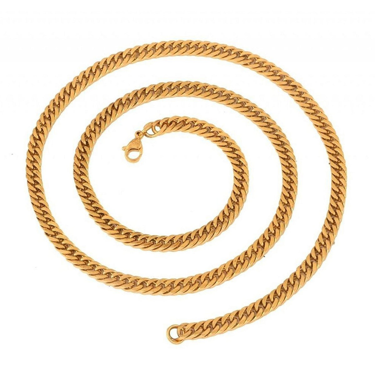 Stainless Steel Classic Gold Plated Slim Solid Curb Chain For Men 21"