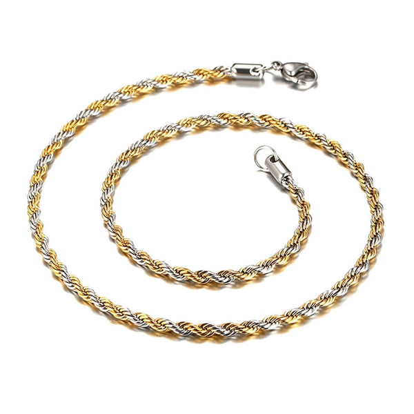 316L Stainless Steel Two Tone Classic Rope Chain 20.1" Secondary image