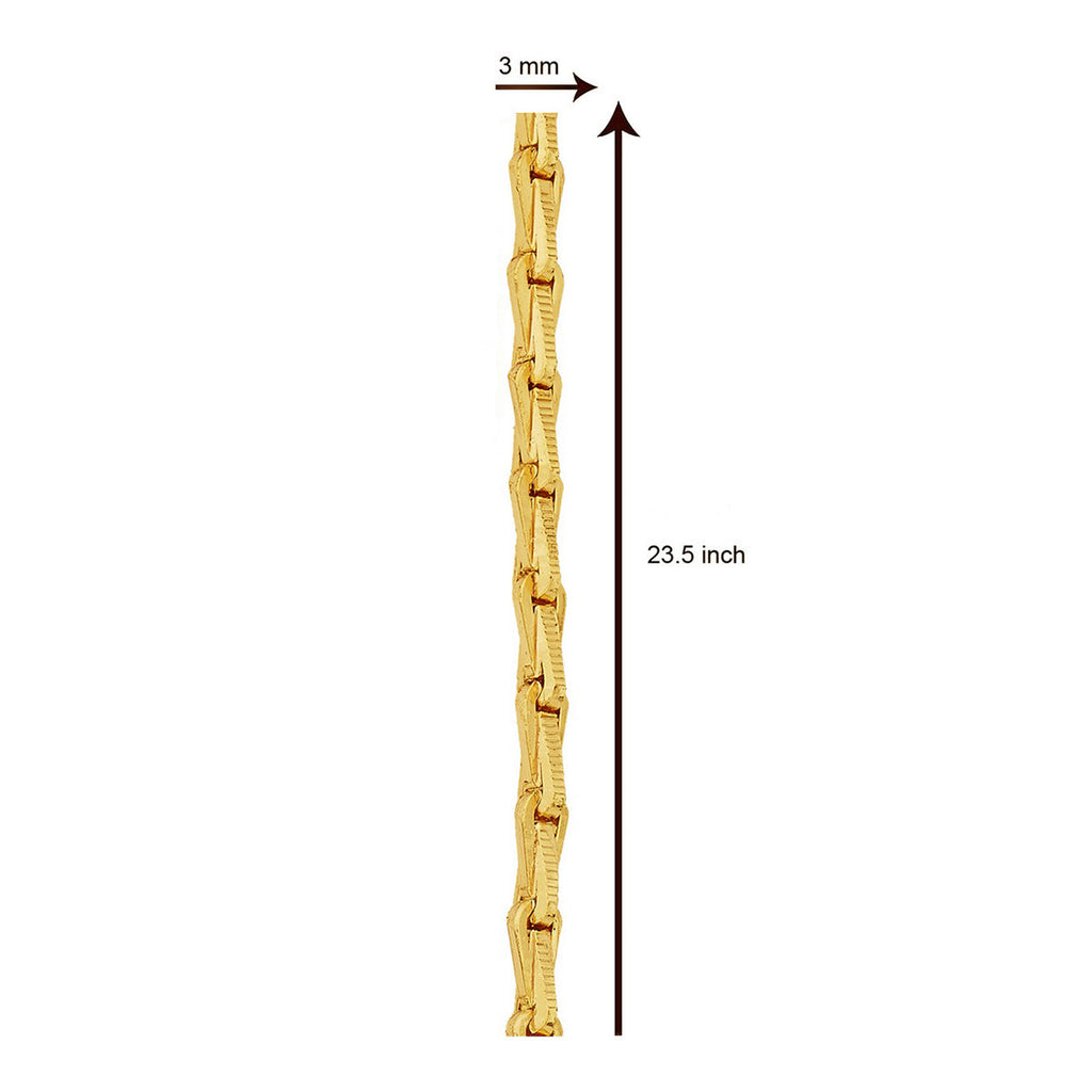 3D Traditional 22K Gold Plated 24" Chain For Men Women