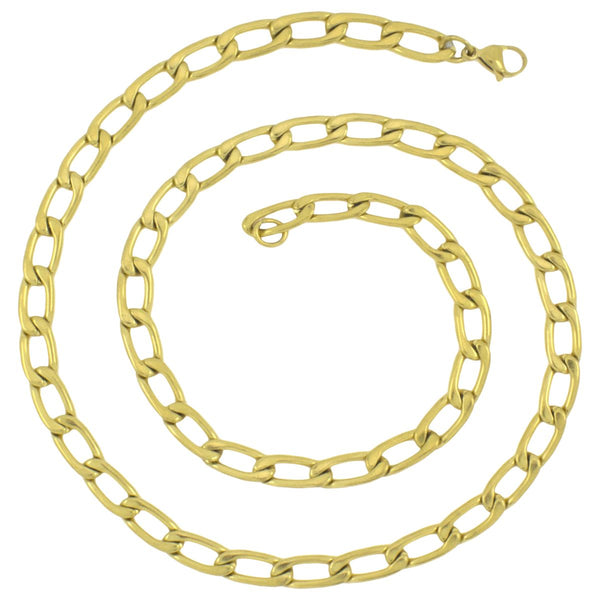 316L Stainless Steel Gold Plated Tapered Curb Chain For Men Main image
