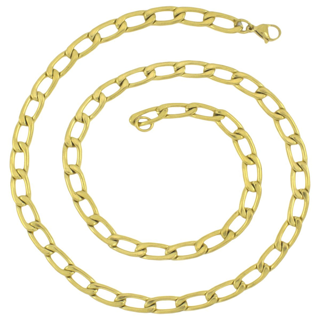 316L Stainless Steel Gold Plated Tapered Curb Chain For Men