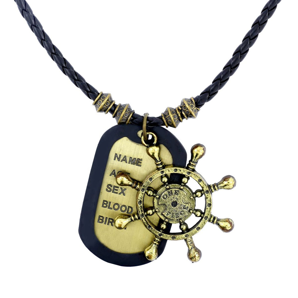 Vintage Bronze Finish Military Dog Name Tag Anchor Necklace Chain For Men