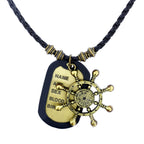 Vintage Bronze Finish Military Dog Name Tag Anchor Necklace Chain For Men
