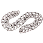 Thick Heavy Punk Chunky Curb Cuban Hip Hop Iced Out Rhinestone Silver Chain Men