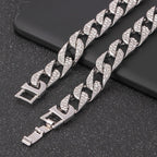 Thick Heavy Punk Chunky Curb Cuban Hip Hop Iced Out Rhinestone Silver Chain Men