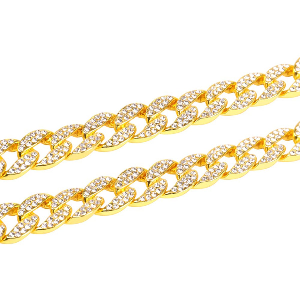 Hip Hop Iced Out Thick Heavy Punk Chunky Curb Cuban Rhinestone Gold Chain Necklace Men