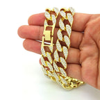 Hip Hop Iced Out Thick Heavy Punk Chunky Curb Cuban Rhinestone Gold Chain Necklace Men