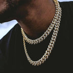 Hip Hop Iced Out Thick Heavy Punk Chunky Curb Cuban Rhinestone Gold Chain Necklace Men