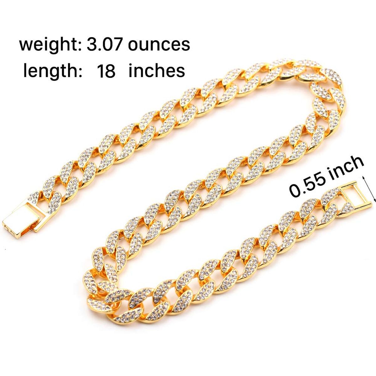 Hip Hop Iced Out Thick Heavy Punk Chunky Curb Cuban Rhinestone Gold Chain Necklace Men